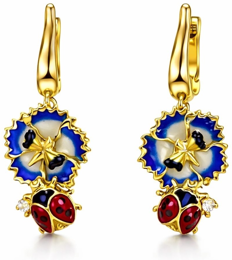 Серьги Italian Gold 580000 вес 7.26 г золото, эмаль, бриллиант