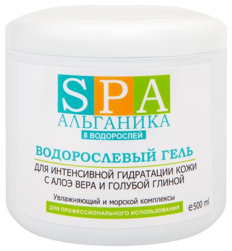 Маска для лица SPA Альганика глиняная, гелевая Водорослевый гель для интенсивной гидратации кожи с алоэ вера и голубой глиной, 500 мл 500 мл