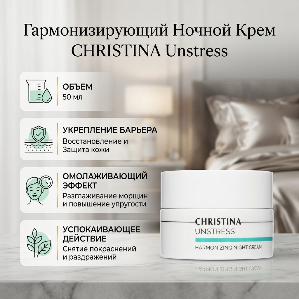 Гармонизирующий ночной крем Christina Unstress Night Cream, 50 мл