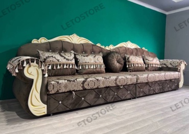 Диван Letostore Queen, 400х90 см, обивка велюр, коричневый