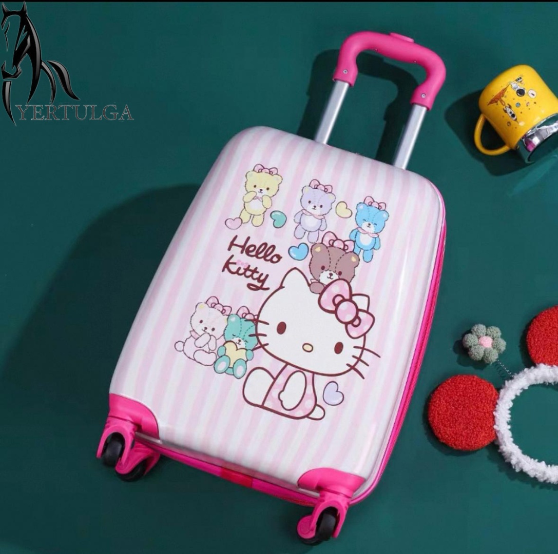 Чемодан QAZAQSUMKA yertulga-babys-kitty-03 пластик 25 л розовый, красный