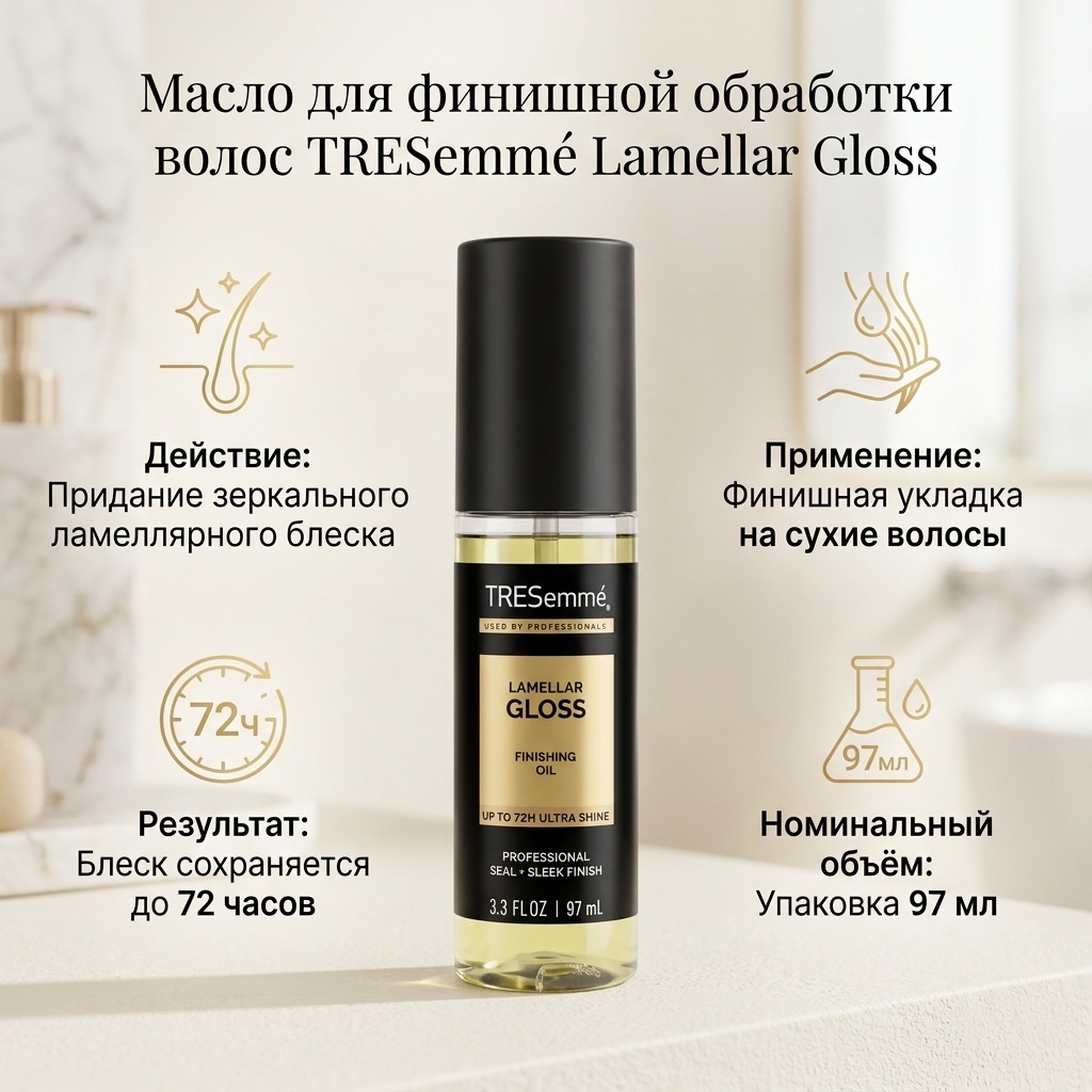 TRESemme масло для финишной обработки волос, ламеллярный блеск, 97 мл масло без фиксации фиксация 95 мл