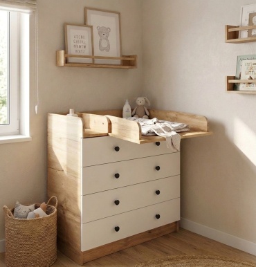 Детский комод DreamDesk Toni, 80x45x92 см, белый, светло-коричневый