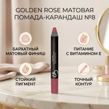 GOLDEN ROSE Matte Lipstick Crayon помада-карандаш 8