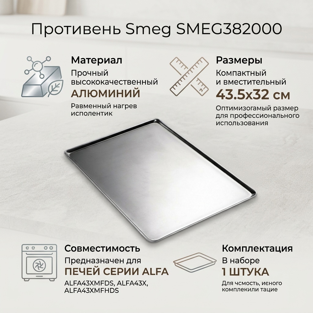 Противень для выпечки Smeg алюминий, 1 шт