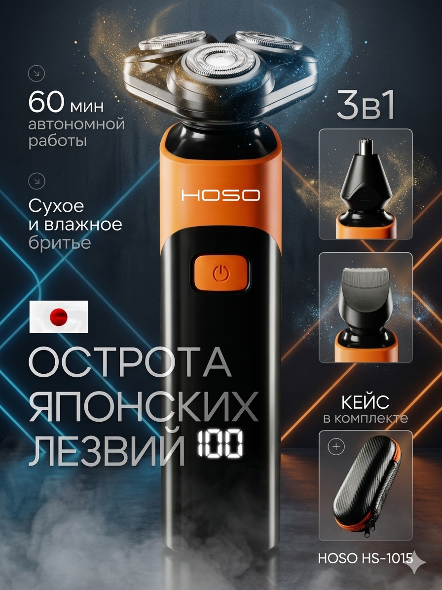 Электробритва HOSO HS-1015 Профессиональный триммер электробритва роторная