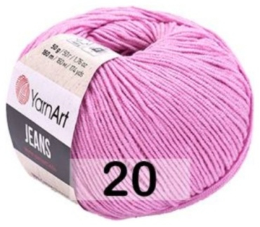 Клубок YarnArt Jeans 50 джинс хлопок акрил 20 розовый 160 м 50 г