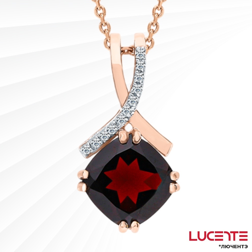 Подвеска Lucente Бриллианты Якутии 3150801ГР вес 0.97 г золото, гранат
