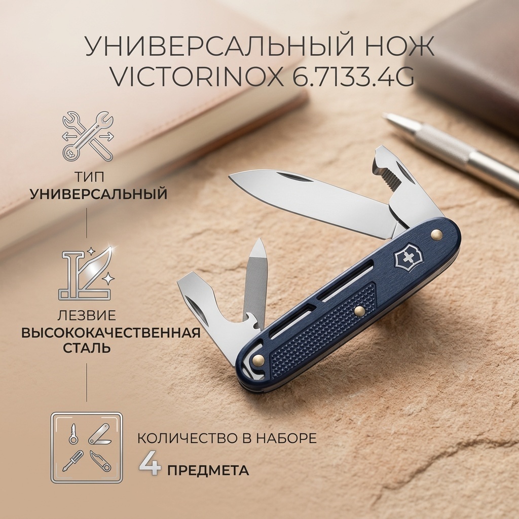 Нож универсальный Victorinox, лезвие: сталь 4 шт