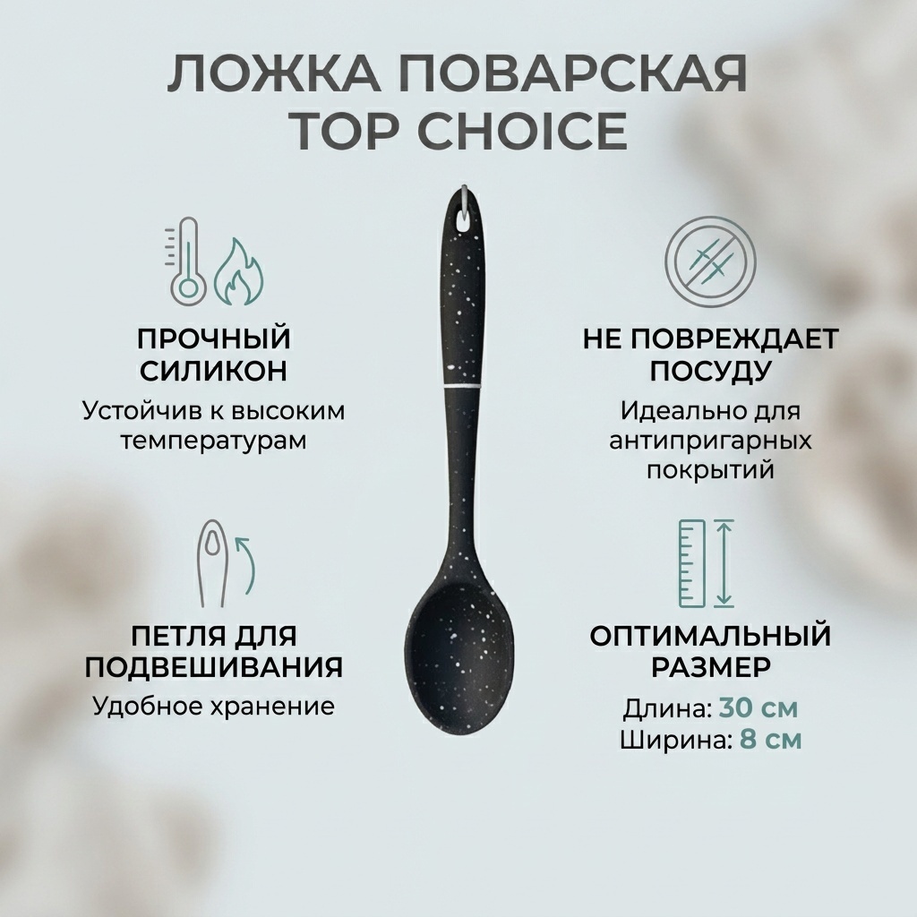 Ложка поварская Top Choice силикон, 1 шт