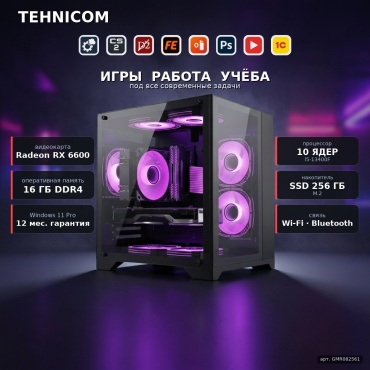 Tehnicom i5-13400F / RX 6600 8 Гб / 16 Гб / SSD 256 Гб / Win 11 Pro