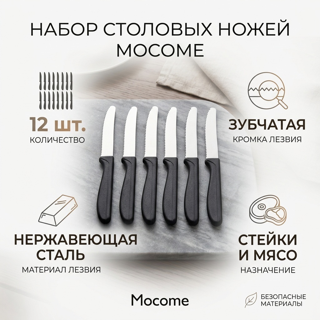 Набор ножей Mocome (483-ZP7-12), лезвие: сталь 12 шт