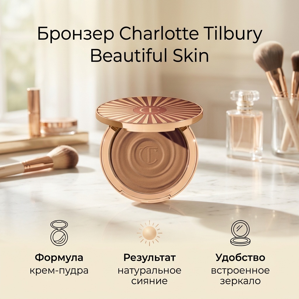 Charlotte Tilbury Beautiful Skin Sun-kissed Glow Bronzer бронзер 01 Fair