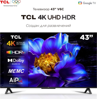 TCL 43V6C 109 см черный