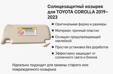 AKADI Солнцезащитный козырек Corolla 2019-24 правый бежевый