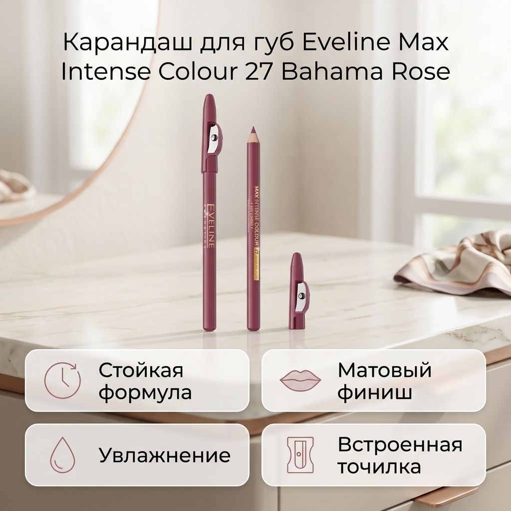 Eveline Cosmetics Max Intense Colour карандаш 27 Bahama Rose