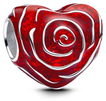 Шарм PANDORA «Красное сердце-роза» 793673C01 вес 2.57 г серебро, без вставок
