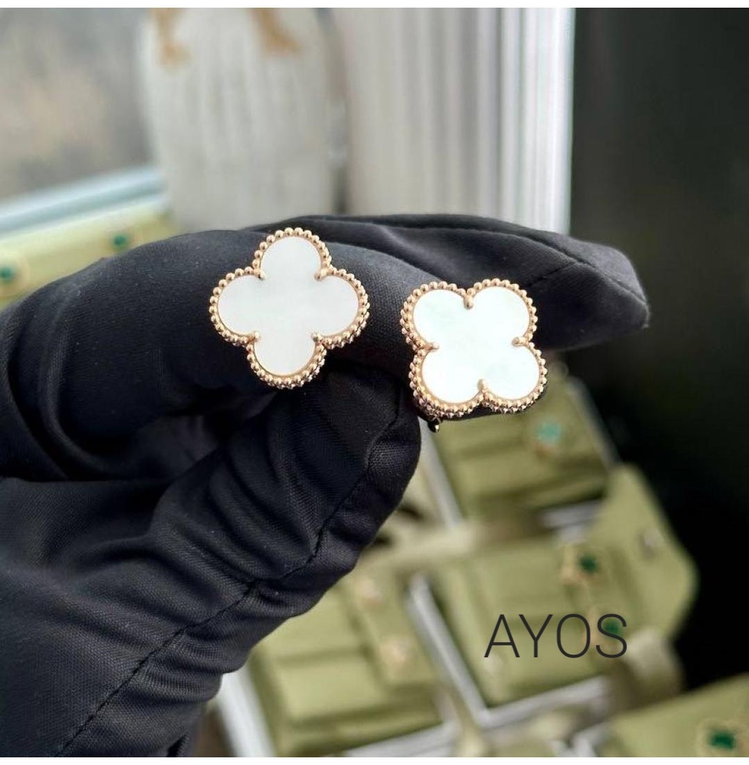 Серьги AYOS VC Silver Clever 925ORIGINAL вес 2.3 г серебро, золото, перламутр