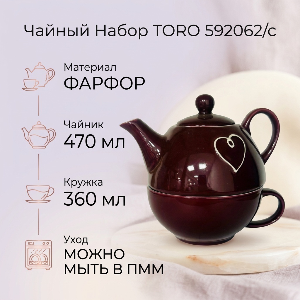 Чайник Toro 592062/с 0.47 л, фарфор