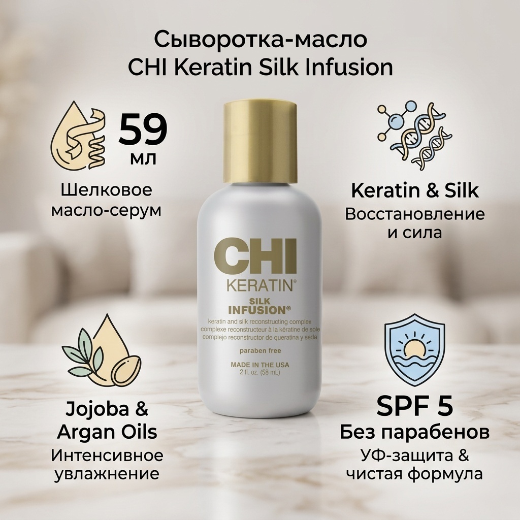 CHI Keratin Silk Infusion сыворотка-масло 59 мл