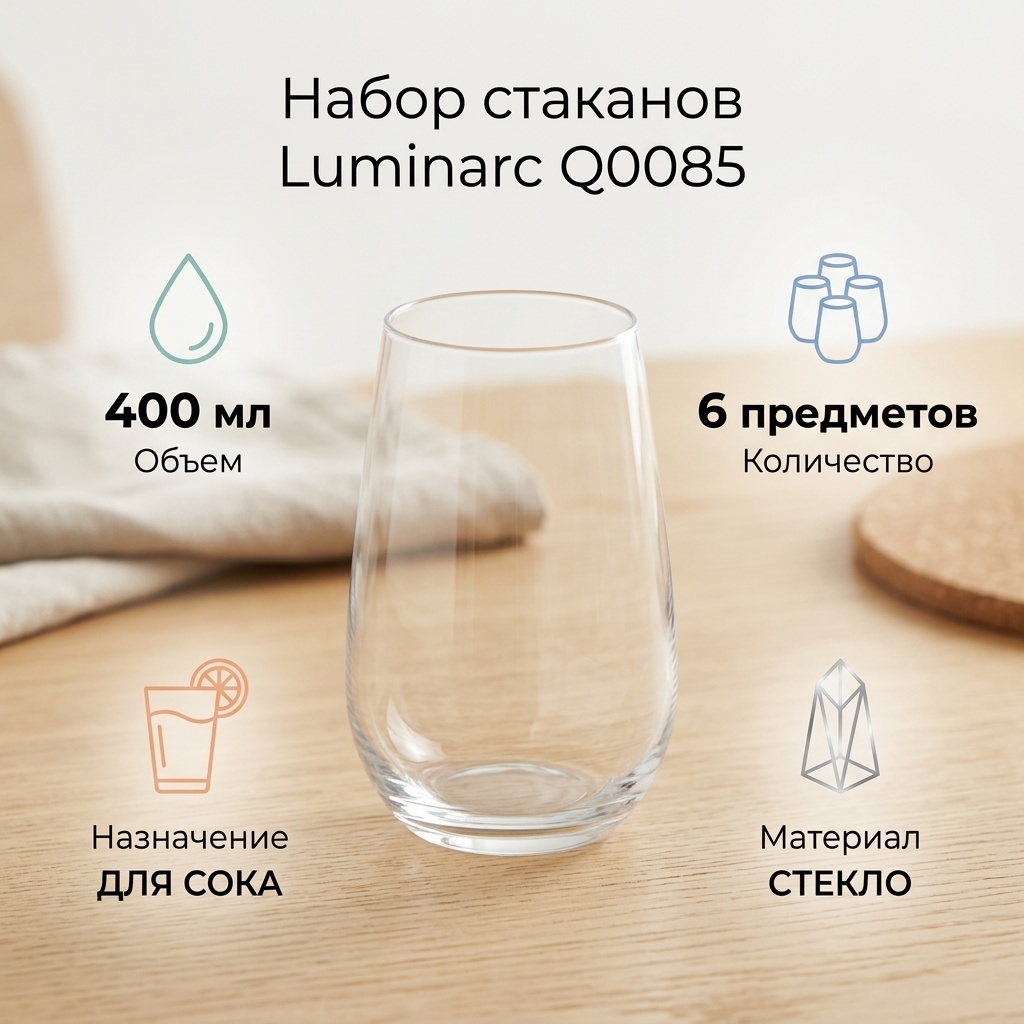 Набор стаканов Luminarc 400 мл, стекло, 6 шт