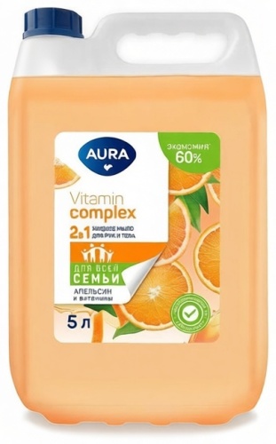 Жидкое мыло туалетное AurA Vitamin Complex Апельсин 5000 мл