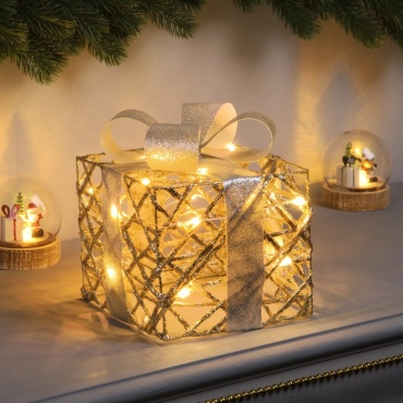 Luazon Lighting Светодиодная фигура «Подарок» 17х15х15 см, 20 LED, батарейки AAх2 (не в комплекте), свечение теплое белое 17 см
