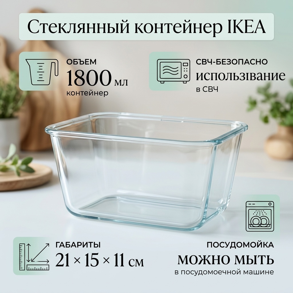 IKEA контейнер 203.592.05 1 шт, стекло
