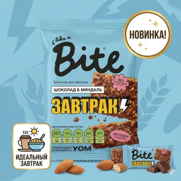 Bite батончик злаково-ореховый шоколад-миндаль Для завтрака 1 шт