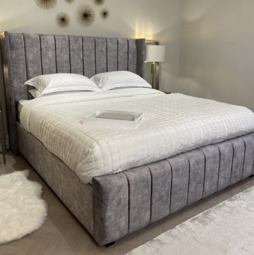 Кровать SM Company Legenda двуспальная, 180x200 см (с матрасом, подъёмный механизм) серый