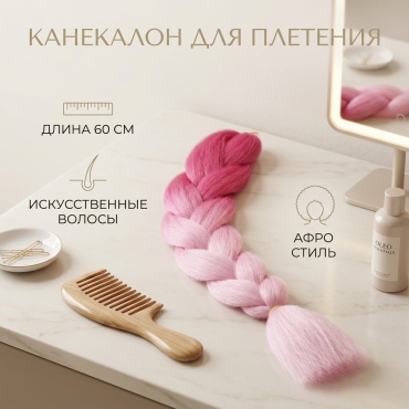 Канекалон розовый радуга для девочки