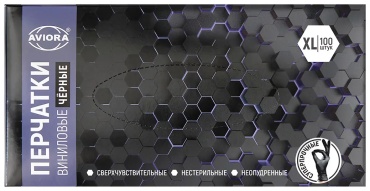 AVIORA перчатки 402-737 черный 100 шт