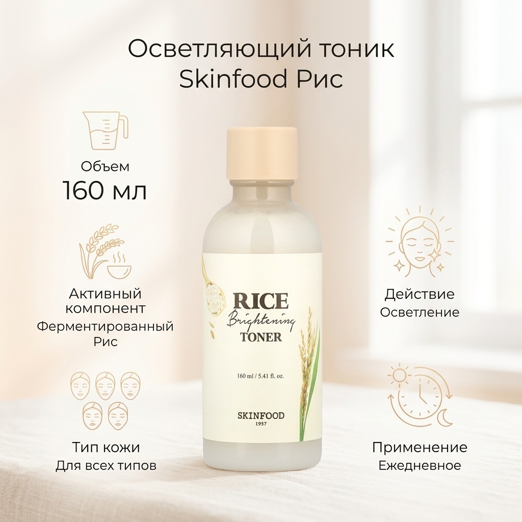 Skinfood тоник Осветляющий тоник с рисом, 160 мл 160 мл