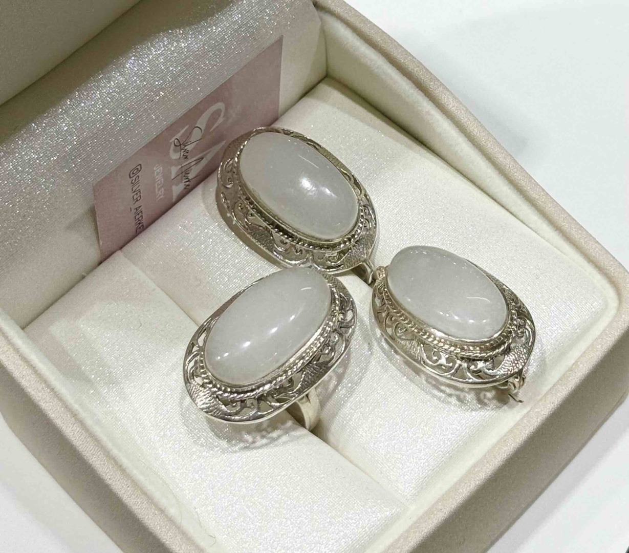 Silver Aierke 592942514 вес 22 г серебро, лунный камень