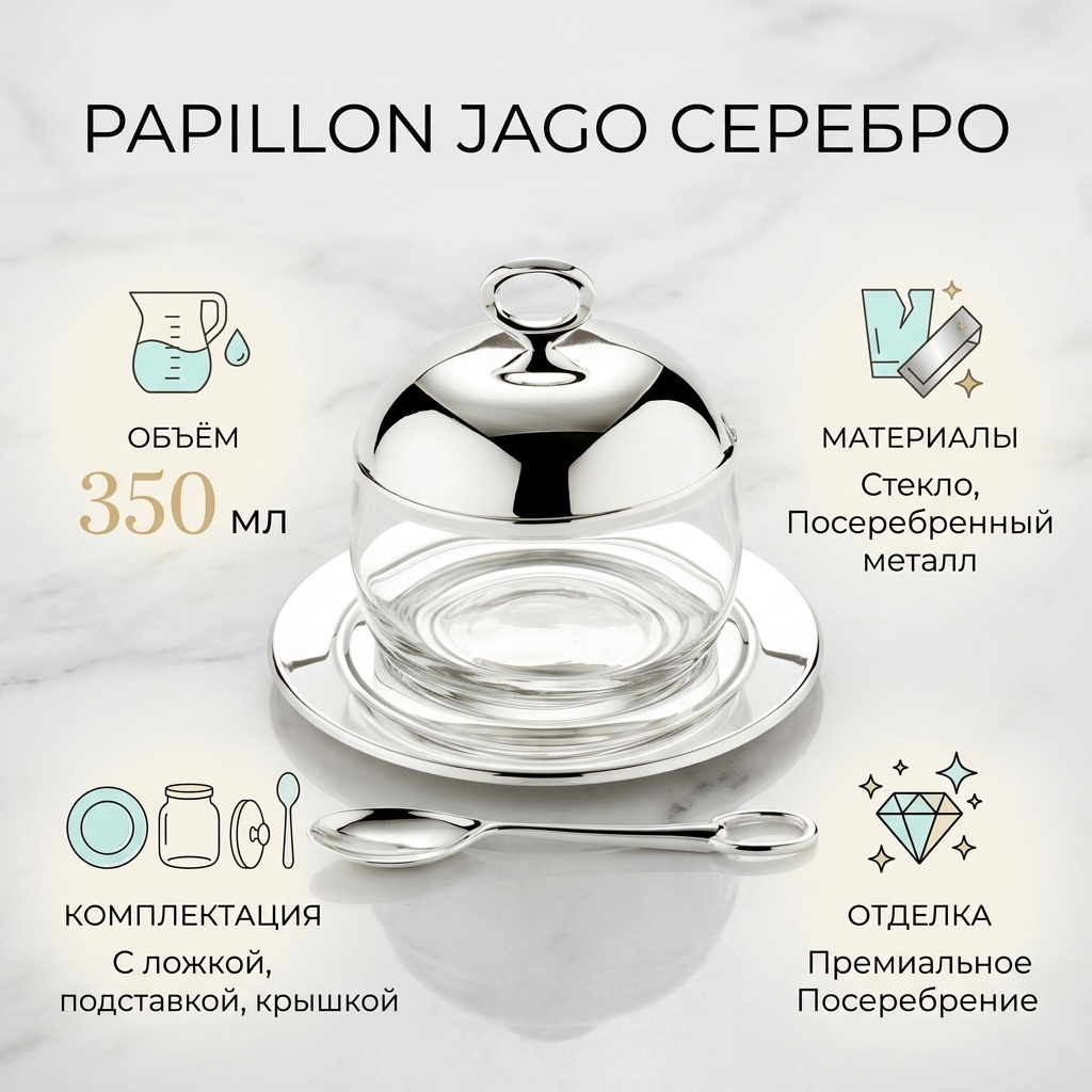 PAPILLON банка «Jago», серебро, нержавеющая сталь