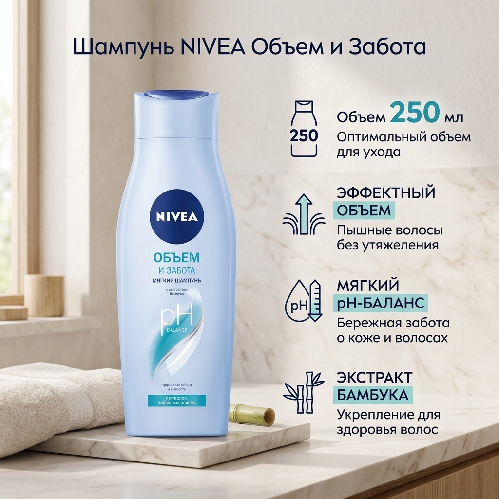NIVEA Объем и забота шампунь 250 мл