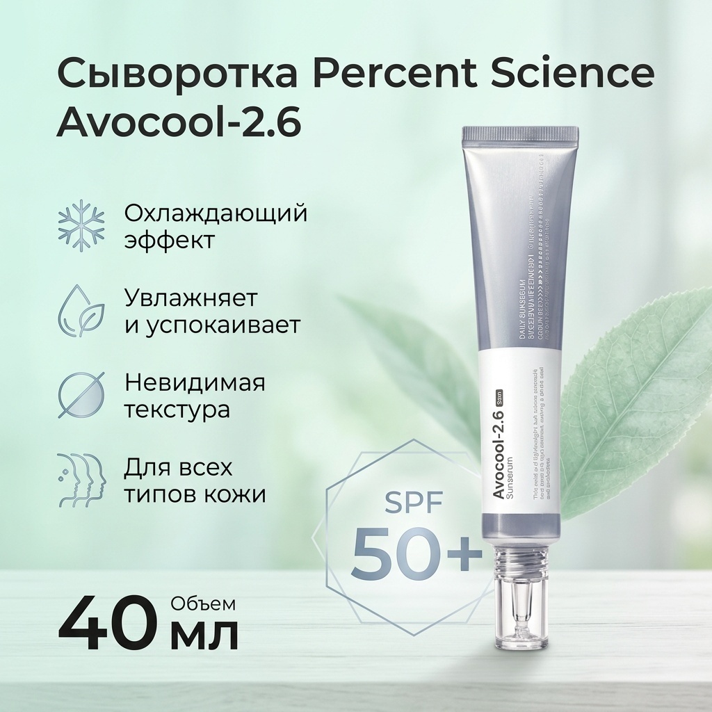 Percent Science сыворотка Avocool-2.6 40 мл для лица, для зоны декольте 40 мл