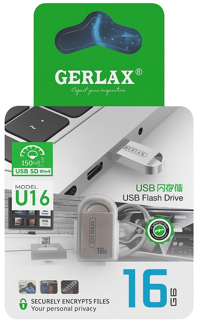 USB Flash карта GERLAX 188 16 Гб серебристый