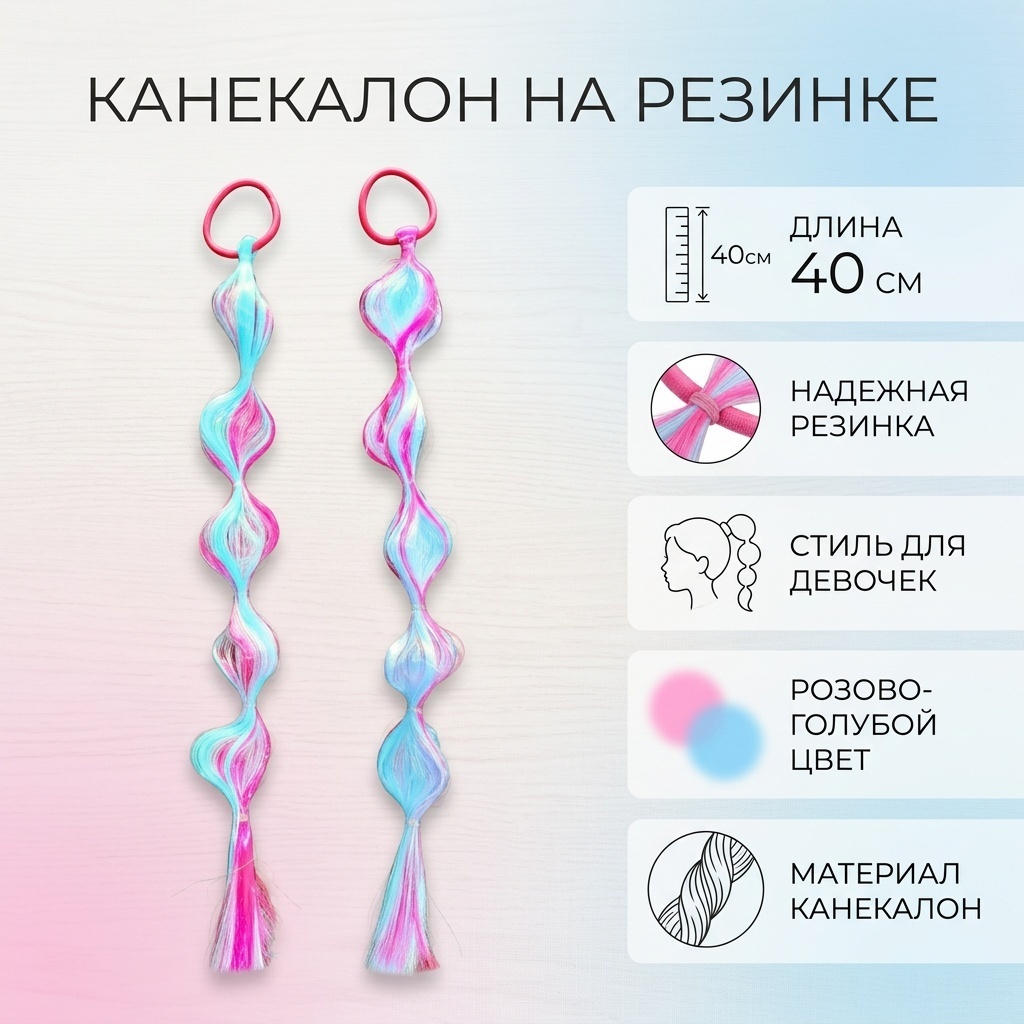 Канекалон на резинке голубой для девочки