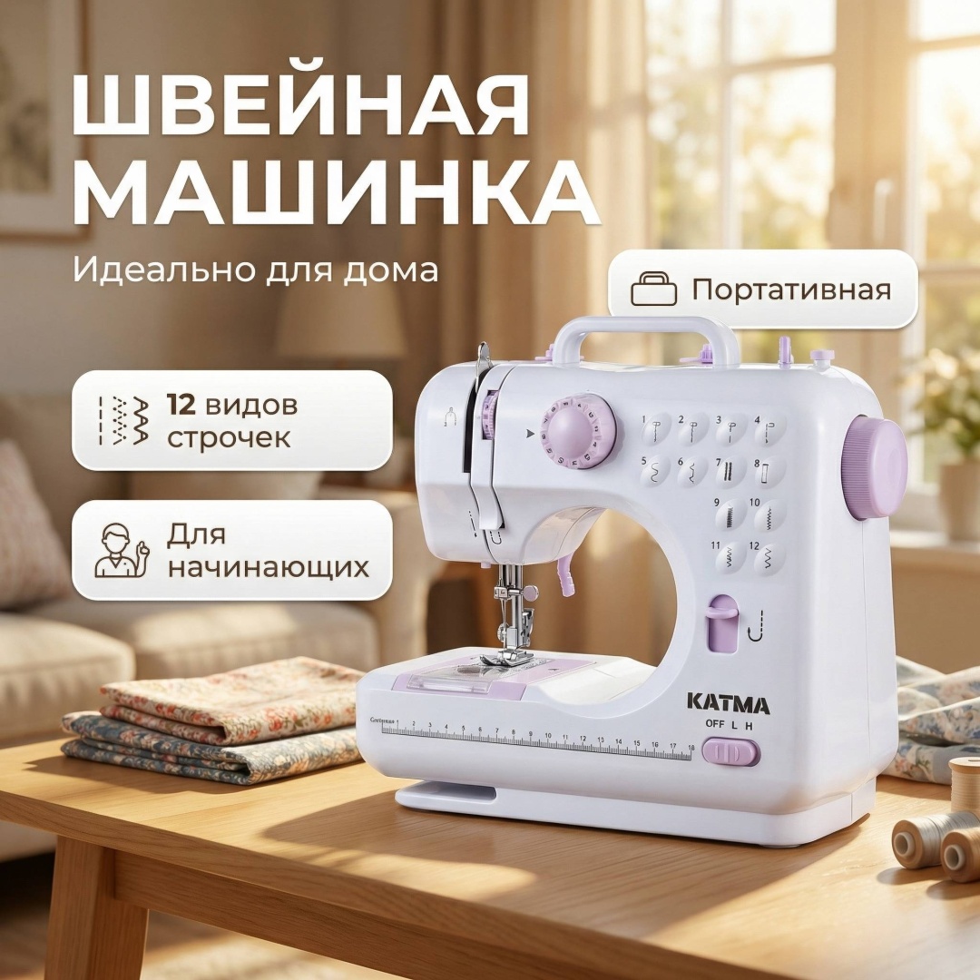 Швейная машина KATMA 505 белый, розовый