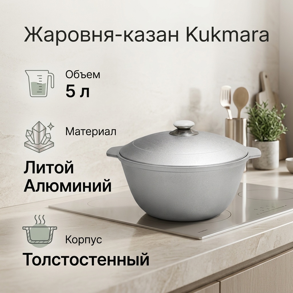 Жаровня 5 л, алюминий