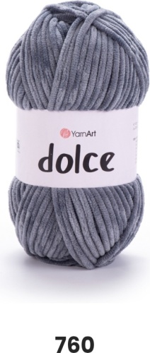 Моток YarnArt Плюшевая пряжа Дольче 100 Dolce 760 темно серый 120 м 100 г