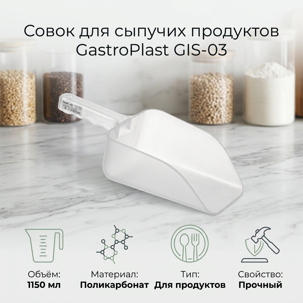 Совок для сыпучих продуктов GastroPlast поликарбонат, 1 шт