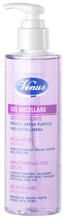 Venus Гель мицеллярный для лица, губ и глаз выводящий токсины мицеллярный гель для снятия макияжа 200 мл