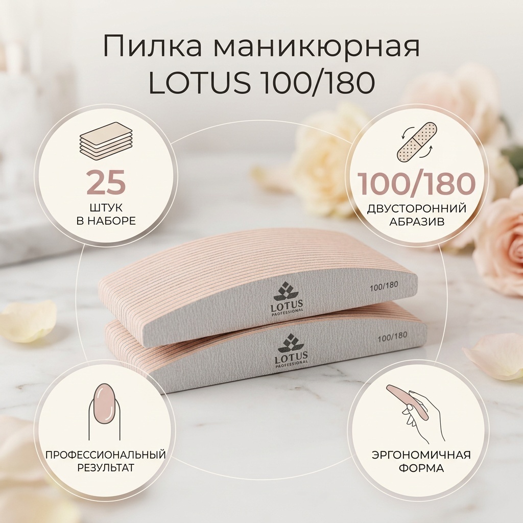 LOTUS маникюрная пилка 100/180 25 шт