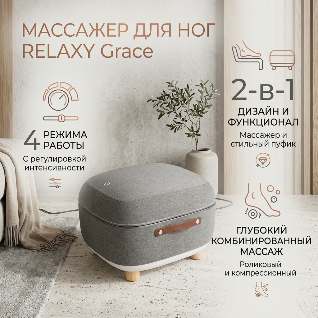 Массажердля ног RELAXY Grace напольный воздушно-компрессионный, роликовый