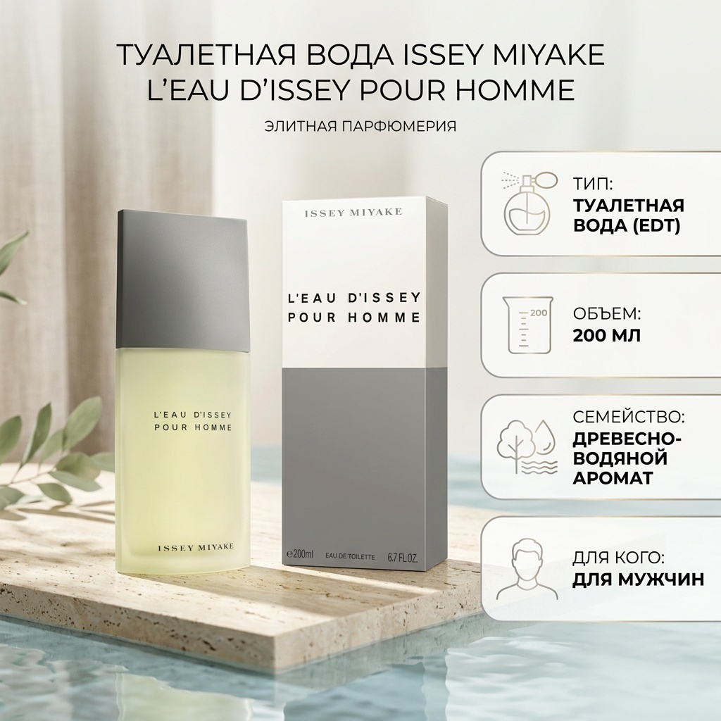 Issey Miyake L'Eau d'Issey Pour Homme туалетная вода EDT 200 мл, для мужчин