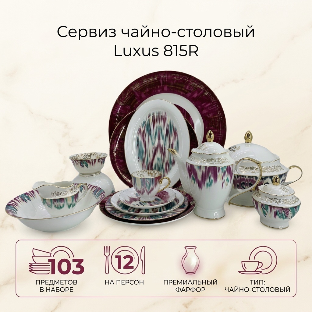 Сервиз на 12 персон Luxus , предметов: 103, чайно-столовый, фарфор