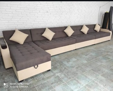 Угловой диван Garda Decor Diamond , 520х90 см, обивка ткань, коричневый