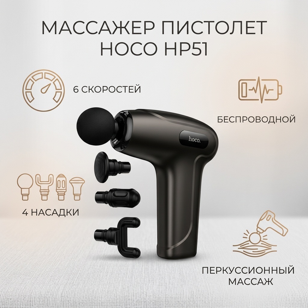 Массажер Hoco HP51 ручной вибрационный, перкуссионный